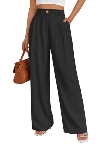 LILLUSORY Wide Leg Dress Work Pants Womens Palazzo Flowy 2025 Summer Spring High Waisted Professional Business Office Interview Outfits Bottom Wear Trousers Dressy Slacks Black