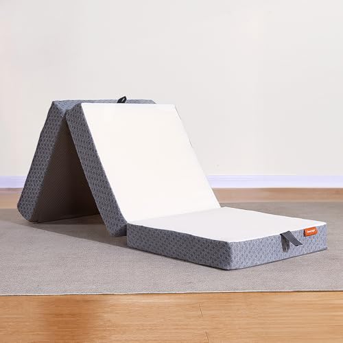Sweetnight Tri Folding Mattress - 4-inch Single Size Foldable Mattress with a Collapsible and Washable Cover | Medium-Firm with Non-Slip Design | Suitable for RV Travel, Camping, Guest